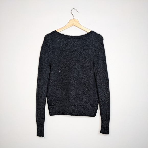 Madewell Wrap-Front Pullover Sweater Wool Alpaca Coziest Yarn Heather Navy Small - Picture 7 of 10